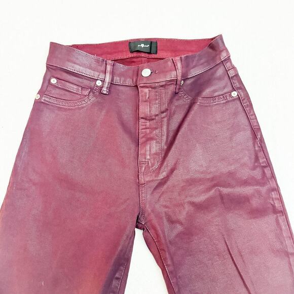7 For All Mankind Red/Burgundy Straight Leg Skinny Denim Jeans Size 28 - Picture 5 of 8